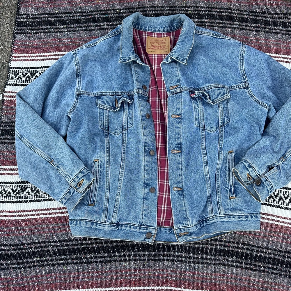 Vintage Levi’s Denim Jacket 1990s Men’s XL Blue 70614-0389 Flannel Lined